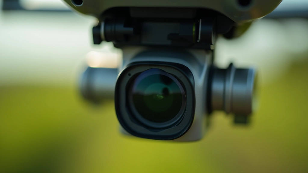 Close-up of agricultural multispectral camera sensor mounted on drone equipment showing lens and filter components